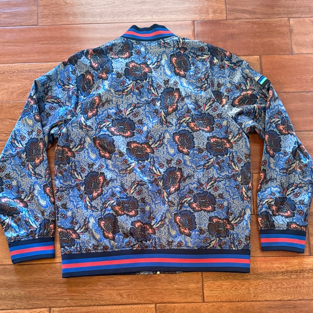 Houston White Floral Patterned Men's Bomber Jacket Size Large - Picture 11 of 11